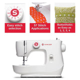 SINGER MX60 Sewing Machine - Lightweight Portable Sewing Machine, 57 Stitch Applications, 13" X 7" X 11.5" (1 Unit)