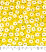 Quilting Cotton Singer Daisys On Yellow 100% Cotton Fabric