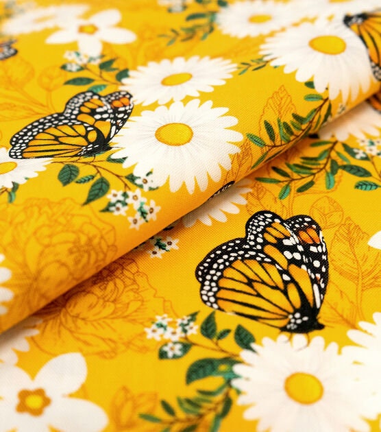 Quilting Cotton Orange and Green Butterfly Novelty Fabric