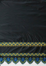 Single Anthurium Embroidered Border Polyester Fabric - Multi Color Border, 56" Width, 36" Length (1 Yard)