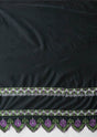 Single Anthurium Embroidered Border Polyester Fabric - Multi Color Border, 56" Width, 36" Length (1 Yard)
