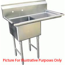 LJ1216-1R One Compartment NSF Commercial Sink with Right Drainboard - Bowl Size 12 x 16