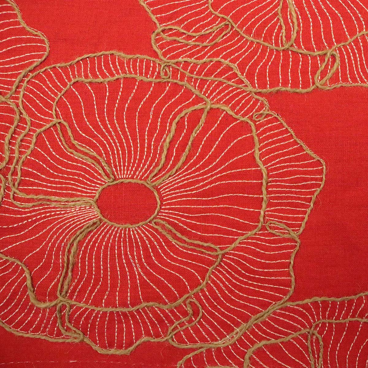 Linen Jacquard Floral Embroidery Fabric