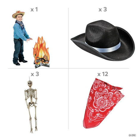 19-Piece Skeleton Cowboy Bonfire Halloween Decorating Kit