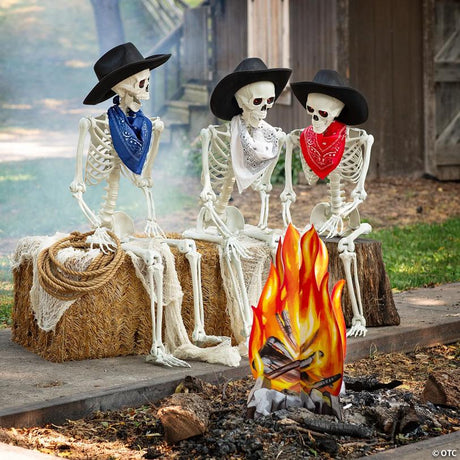 19-Piece Skeleton Cowboy Bonfire Halloween Decorating Kit