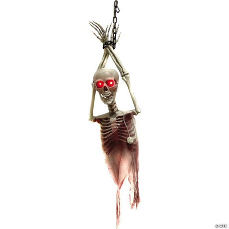 RADYAN Light-Up Skeleton Torso with Bloody Gauze and Plastic Chain Decoration shown in a clear product image