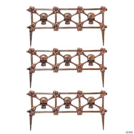 Skull and Crossbones Plastic Graveyard Fence Halloween Decoration, showing a detailed skeletal bone design