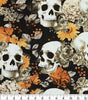 Quilting Cotton Skulls And Fall Floral Halloween Fabric