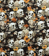 Quilting Cotton Skulls And Fall Floral Halloween Fabric