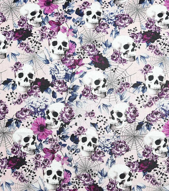 Quilting Cotton Skulls and Lace Halloween Fabric