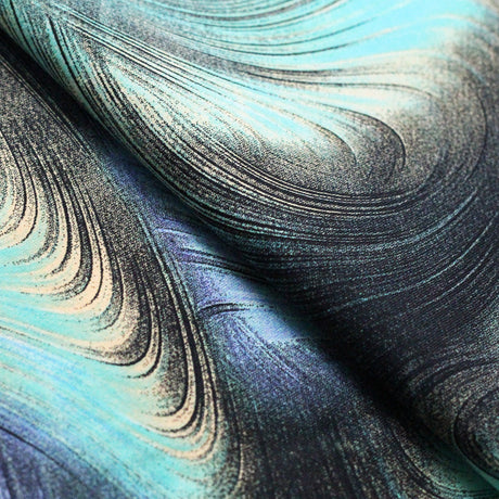 Gravity Nylon Spandex Fabric - Earth, Jewel, Sky Modern Wave Print, 58 To 60" Width (1 Yard)
