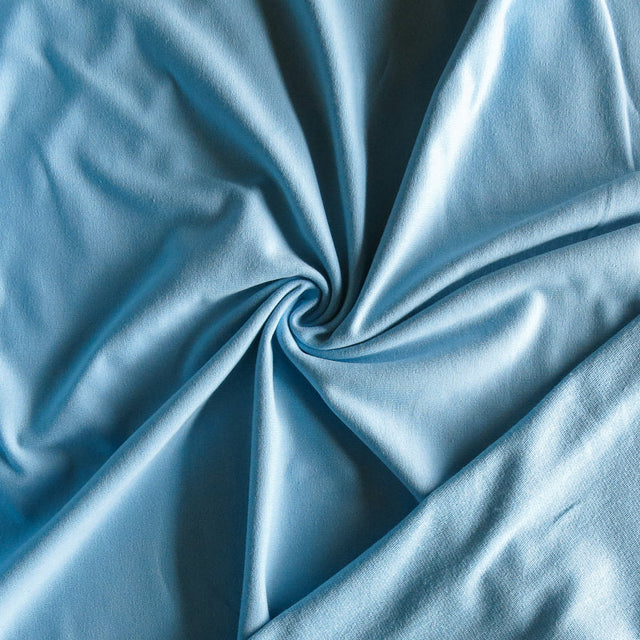 Cotton Lycra French Terry Knit Fabric in Sky Blue