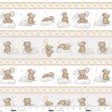 Cotton Border Stripe Fabric Sleepy Teddy Oatmeal/Gray 44/45"