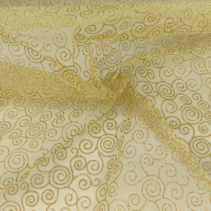 1 Yard Gold Swirl Tricot Tulle 58/60" Wide Nylon Fabric Ideal for Tutus