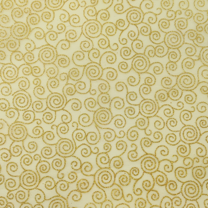 1 Yard Tricot with Gold Swirl Gold Tulle Fabric, 58/60″ Wide 100% Nylon