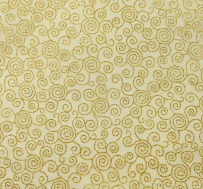 Tricot W/Gold 3J362 Swirl Gold Nylon Fabric - Swirl Gold, 58/60" Width (1 Yard)