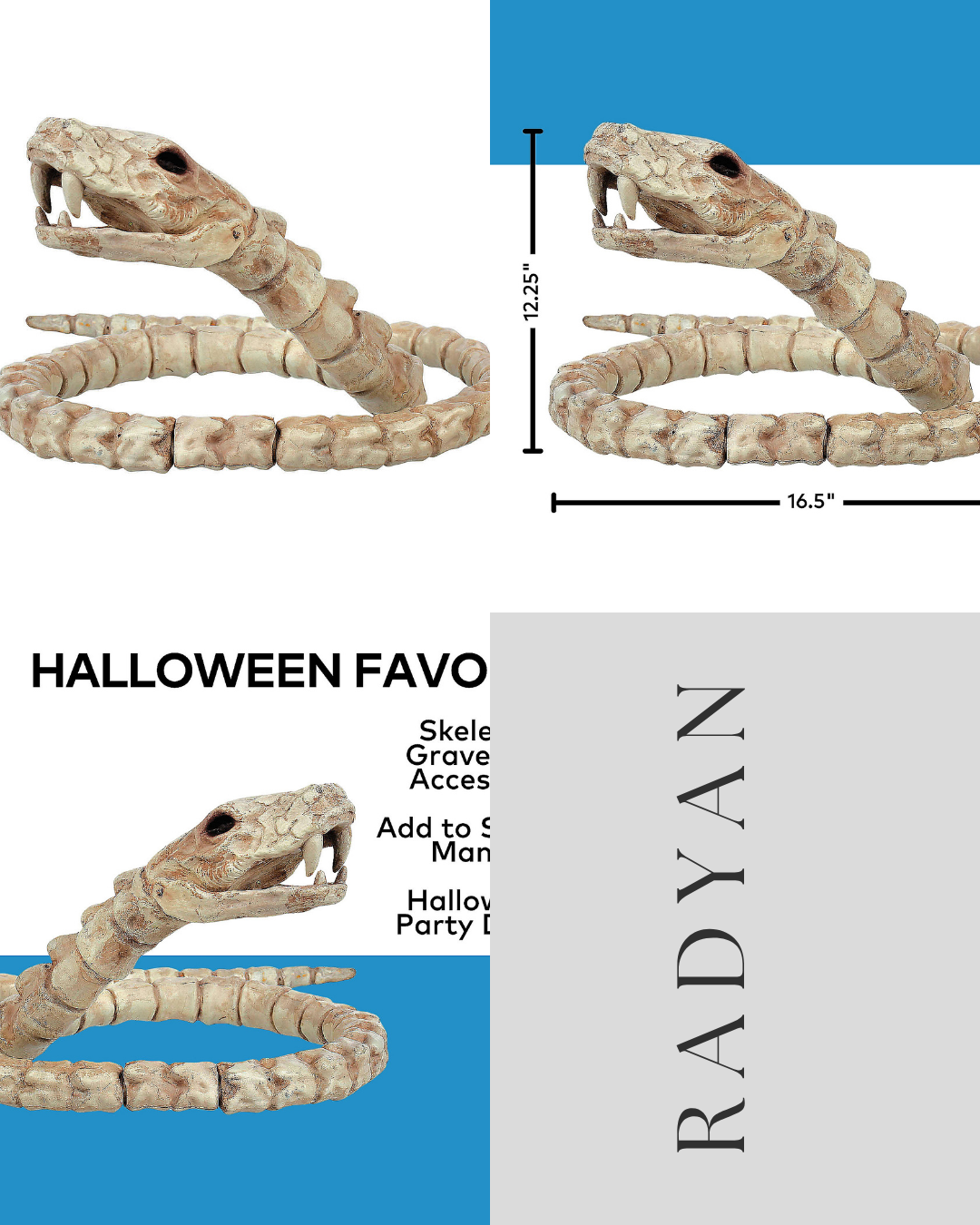 12 1/4" Slithering Snake Plastic Skeleton Halloween Decoration