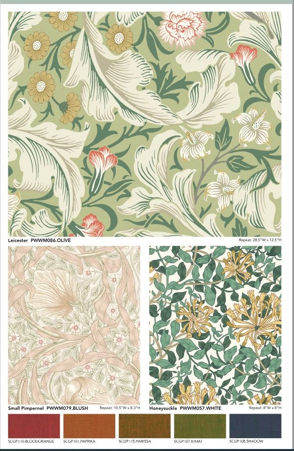 Quilting Cotton Small Pimpernel Blush Leicester Collection by Original Morris & Co