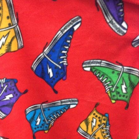 Sneaker Shoes on Red Anti Pill Premium Fleece Fabric,