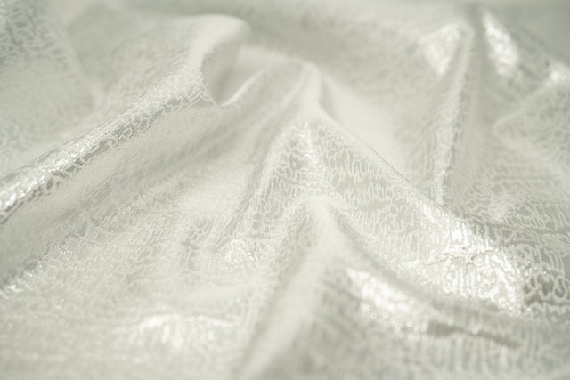 Metallic Brocade Snow Storm Fabric