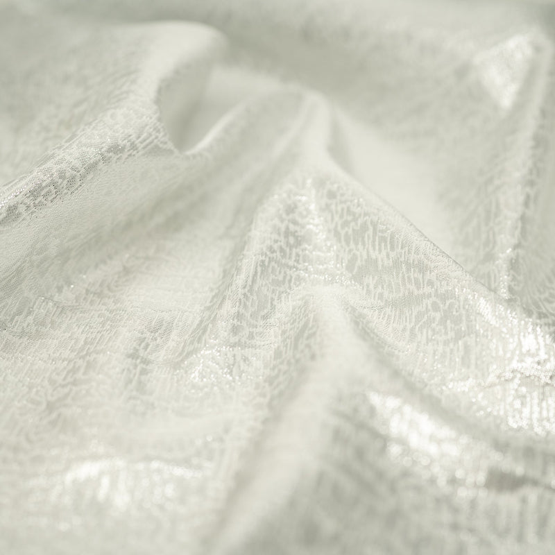 Snow Storm Metallic Brocade Fabric - Metallic Jacquard, Contrasting Patterns, 1 Yard