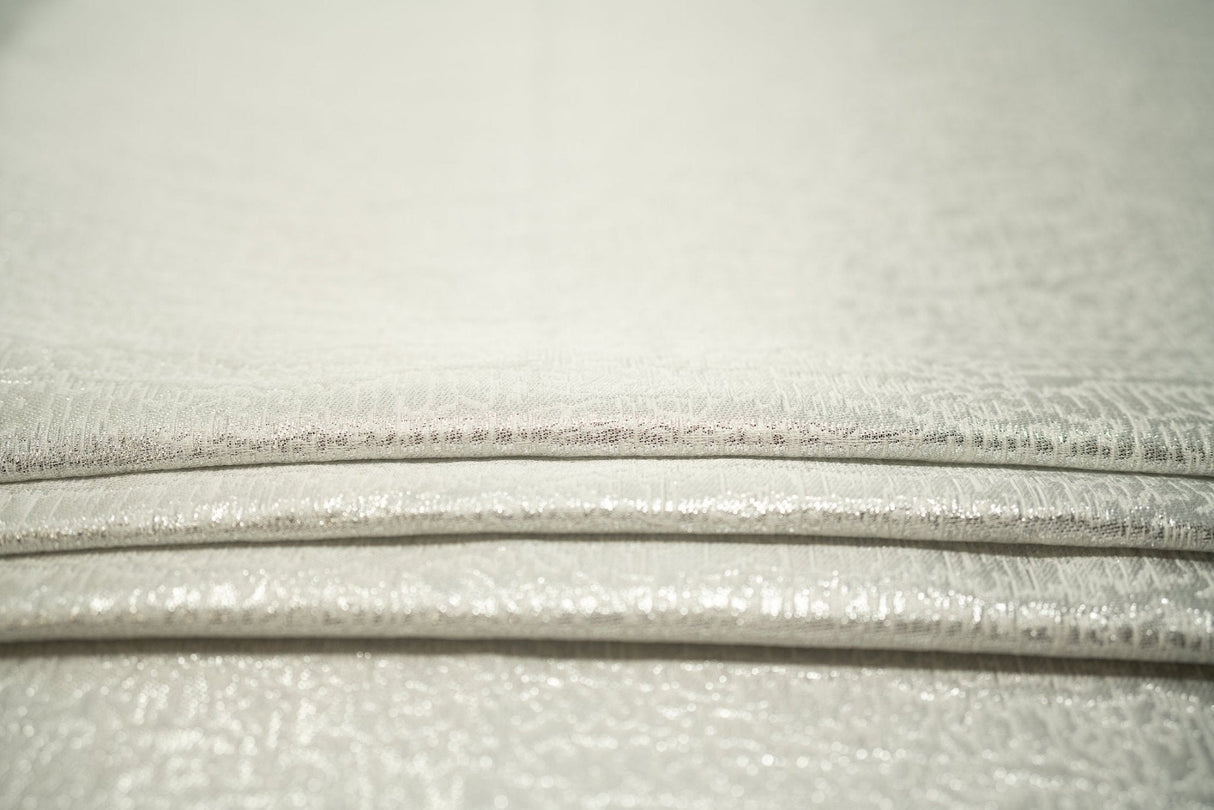 Metallic Brocade Snow Storm Fabric