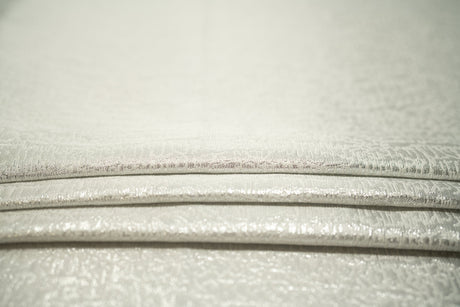 Snow Storm Metallic Brocade Fabric - Metallic Jacquard, Contrasting Patterns, 1 Yard
