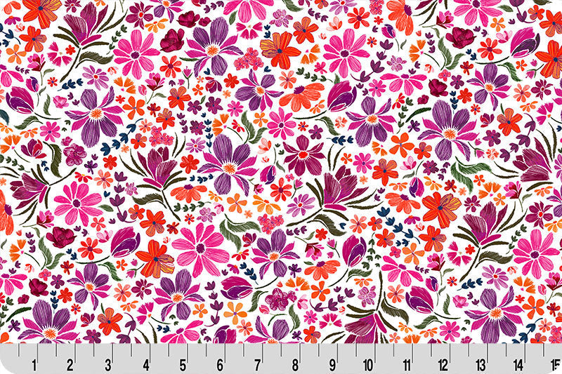 Polyester Cuddle Fabric Snow Whispering Blooms