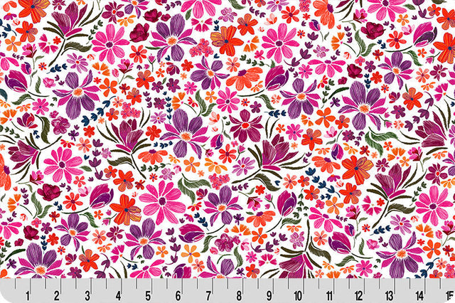 Polyester Cuddle Fabric Snow Whispering Blooms