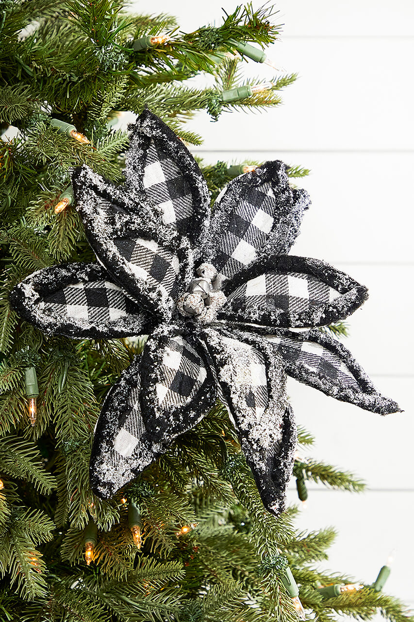 24” x 13" Frost Edge Country Check Poinsettia Stem