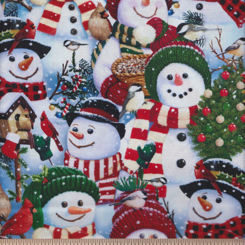 Quilting Cotton Snowman Fest Christmas David Textiles