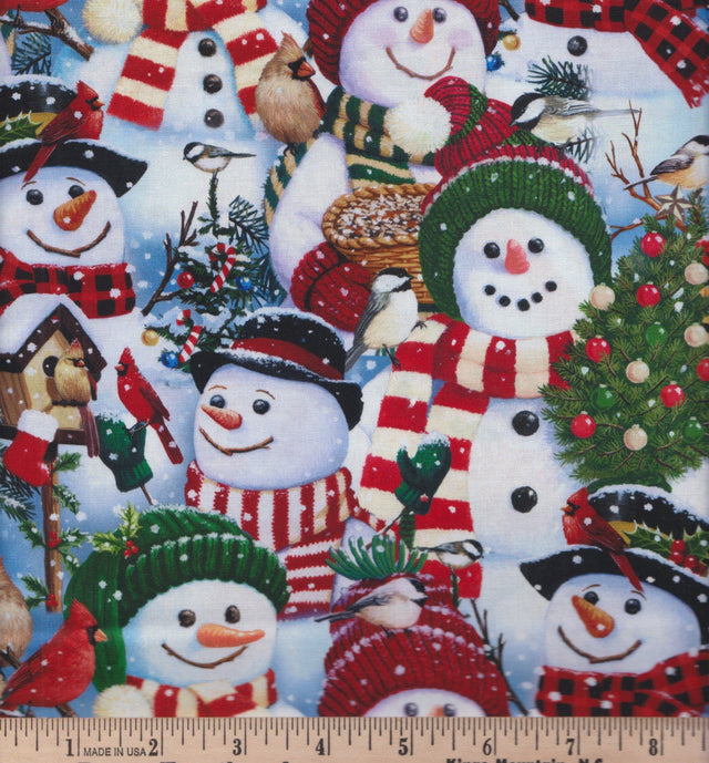 Quilting Cotton Snowman Fest Christmas David Textiles