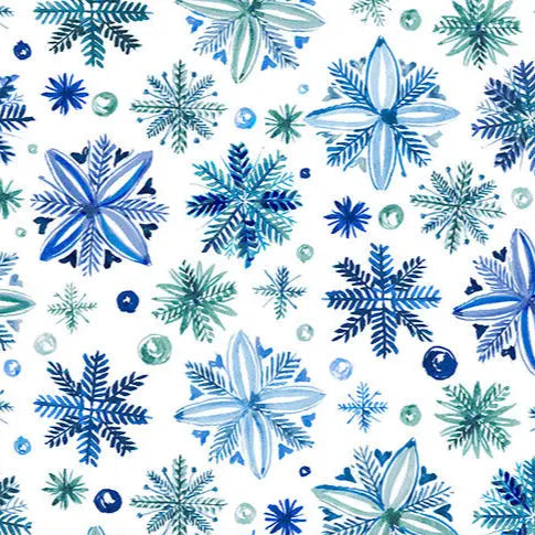 Digital Cuddle Blue Snowy Sparkle Fabric per Yard