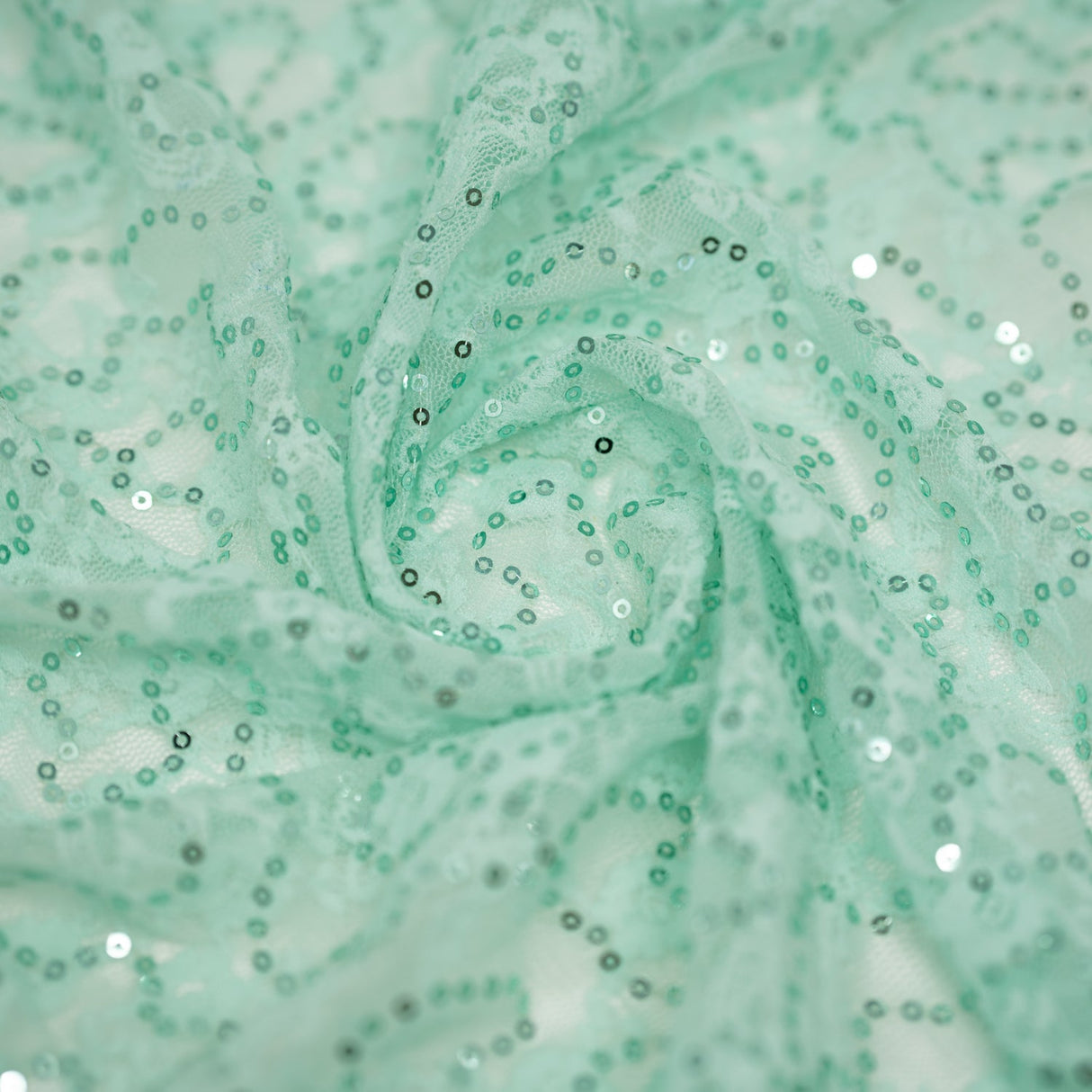 Sophia Stretch Lace Sequin Nylon Spandex Fabric - Black, Skin/Nude, Red, Lavender, Baby Blue, Mint, 48" Width (1 Yard)