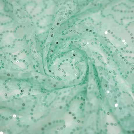 Sophia Stretch Lace Sequin Nylon Spandex Fabric - Black, Skin/Nude, Red, Lavender, Baby Blue, Mint, 48" Width (1 Yard)