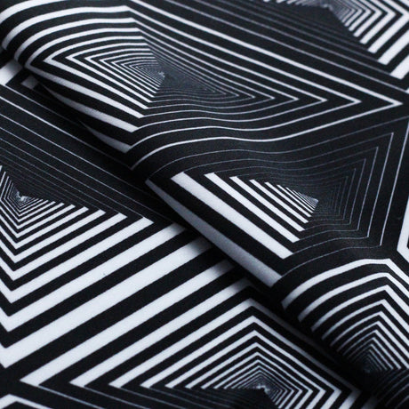 Space Geo Poly Spandex Fabric - Black/White Diamond Print, 58/60" Width (1 Yard)