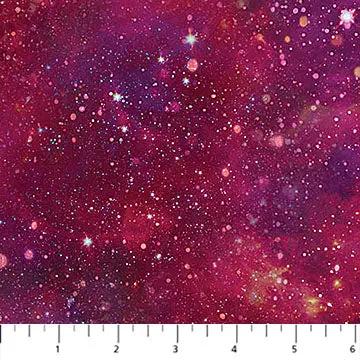 Cotton Print Space Odyssey Magenta Universe Fabric 44/45