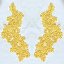 Beaded Corded Floral Lace Applique Pair