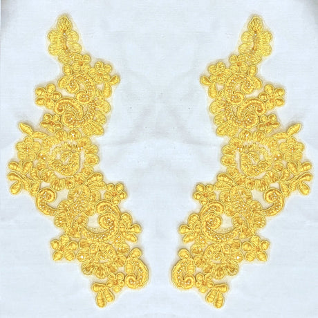 Beaded Corded Floral Lace Applique Pair
