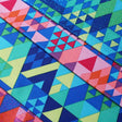 Spectrum Geo Poly Spandex Fabric - Blue Green, Pink, Colorful Triangle Print, 60" Width (1 Yard)