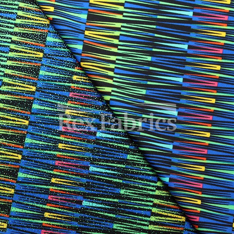 Spectrum Nylon Spandex Fabric - Multicolor Zigzag Print, 58/60" Width (1 Yard)