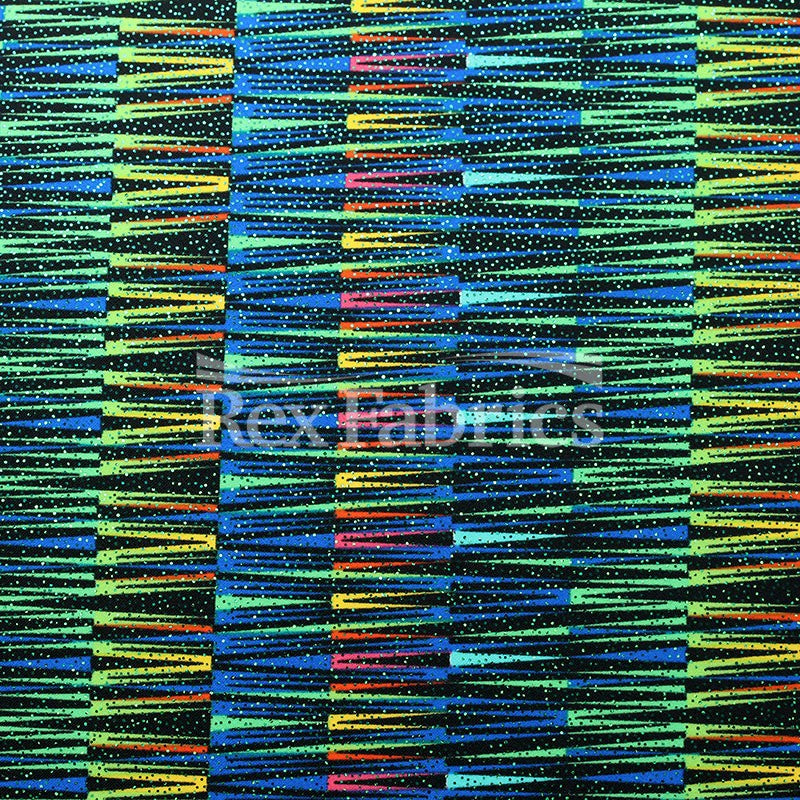 Spectrum Nylon Spandex Fabric - Multicolor Zigzag Print, 58/60" Width (1 Yard)