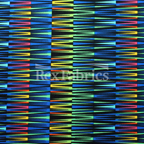 Spectrum Nylon Spandex Fabric - Multicolor Zigzag Print, 58/60" Width (1 Yard)