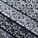 Splice And Dice Polyester Spandex Fabric - Black And White Geometric, 58/60" Width (1 Yard)