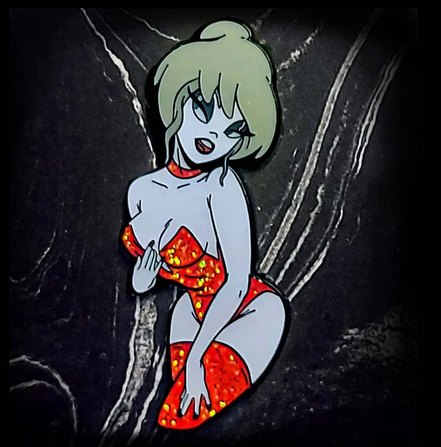 Holly Would Lounge Singer - Patreon Exclusive Red Glitter - Enamel Pin
