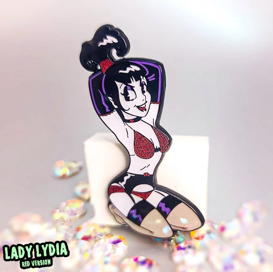 Lady Lydia - Red Glitter Accents - Enamel Pin