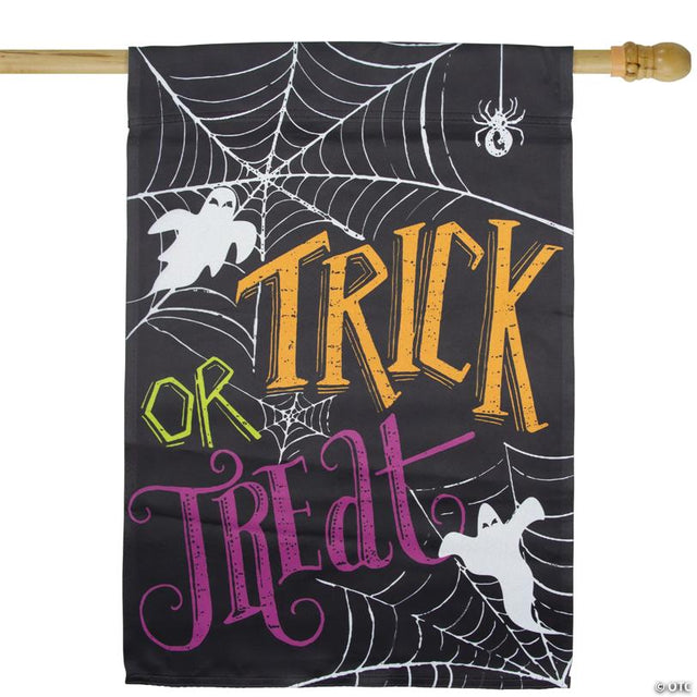 Spider Webs and Ghosts Trick or Treat Outdoor Garden Flag 28" x 40"