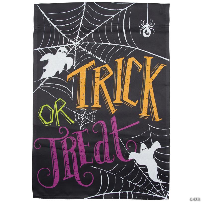 Spider Webs and Ghosts Trick or Treat Outdoor Garden Flag 28" x 40"