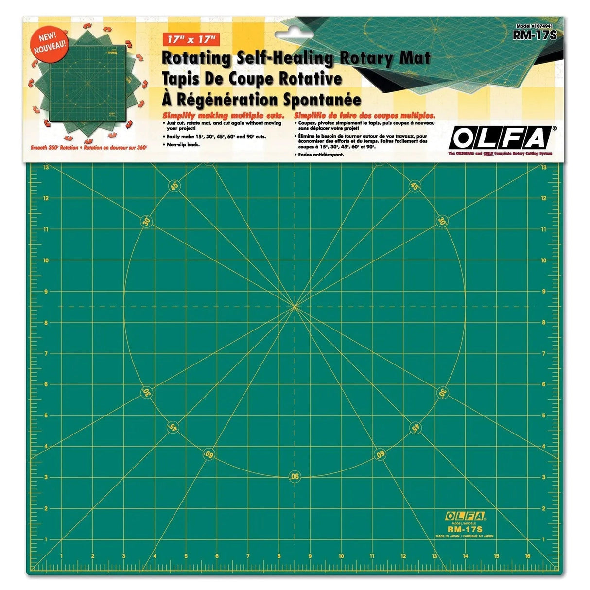 Rotary Cutting Mat 17in Green Square