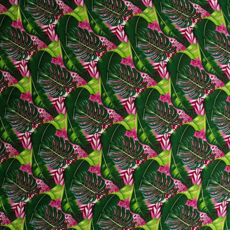 Split & Banana Leaf With Traditional Tribal Design Rayon Poplin Fabric - Purple & Red, 44/45" Width (1 Yard)